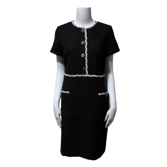 Ann Taylor Black Tweed Sheath Dress Size 8 - Picture 2 of 8